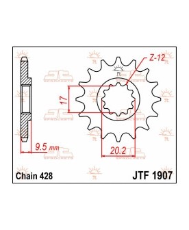 JTF1907.14 FRONT REPLACEMENT SPROCKET / 14 TEETH / 428 PITCH / NATURAL / STEEL