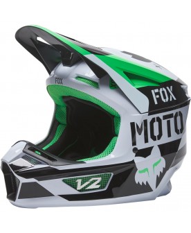 Fox V2 Nobyl Helmet, ECE - White/Green 