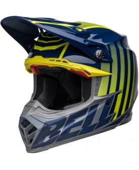 Bell MX 2022 Moto-9S Flex Adult Helmet (Sprint M/G DRK BLU/HI-VIZ YLW)