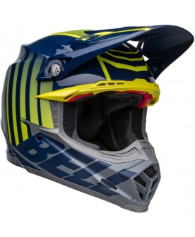 Bell MX 2022 Moto-9S Flex Adult Helmet (Sprint M/G DRK BLU/HI-VIZ YLW)