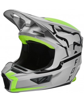 Fox V2 Merz Helmet, ECE - Grey/Flo Yellow 