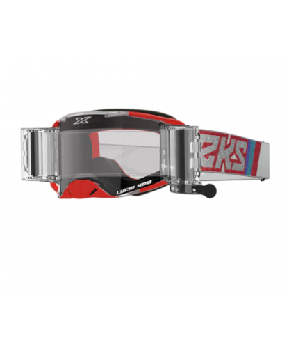 EKS BRAND LUCID ROLL OFF GOGGLE WITH CLEAR LENS - METALLIC SILVER/RED