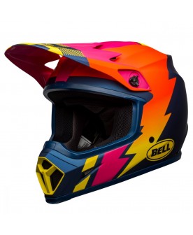 Bell MX 2021 MX-9 Mips Adult Helmet (Strike Matte Blue/Orange/Pink)