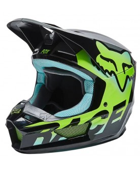 Fox Youth V1 Trice Helmet, ECE - Black/Teal