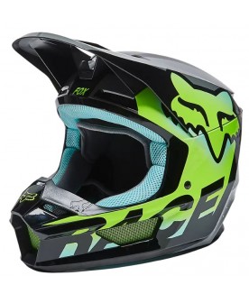 Fox Youth V1 Trice Helmet, ECE - Black/Teal 