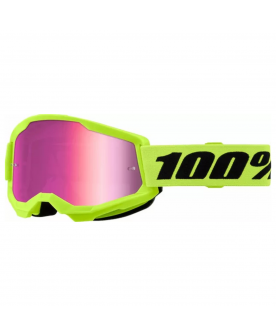 100% Strata 2 goggle - Flo yellow - Pink mirror lens